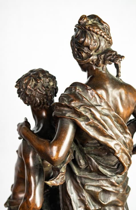 E.Marioton 'Le travail guidant la fortune' bronz szobor 19.század