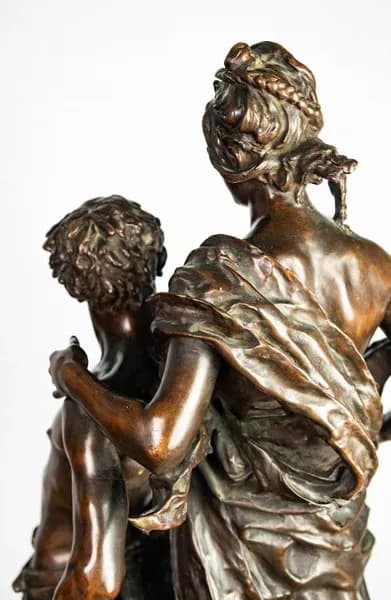 Bronze sculpture “Le travail guidant la fortune” by Émile Marioton
