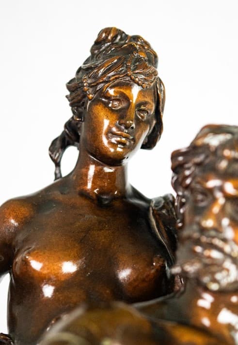 E.Marioton 'Le travail guidant la fortune' bronz szobor 19.század