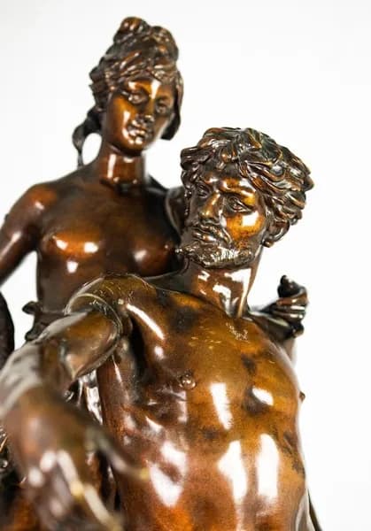 Bronze sculpture “Le travail guidant la fortune” by Émile Marioton