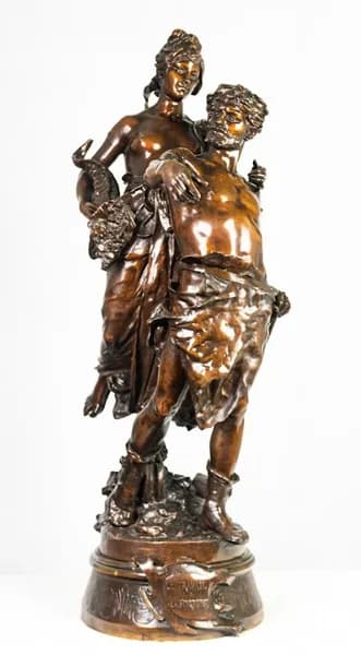 Bronze sculpture “Le travail guidant la fortune” by Émile Marioton