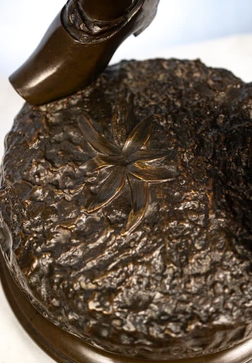 Émile Laporte 'Young boy with goat' bronz szobor 19.század