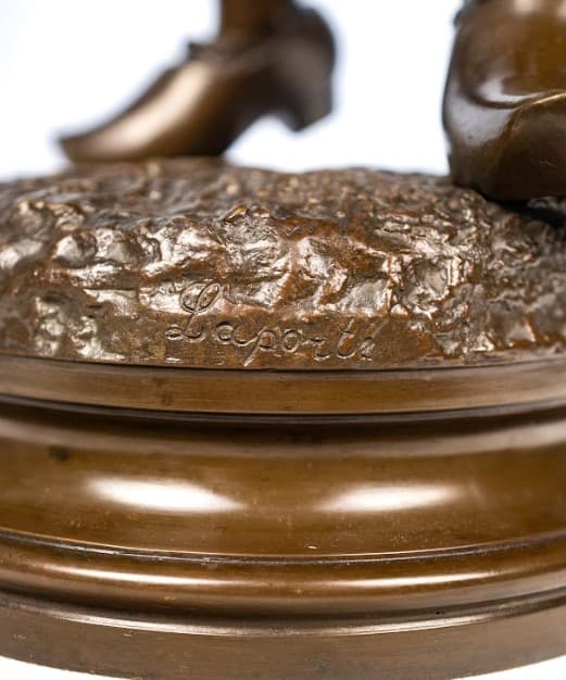 Émile Laporte 'Young boy with goat' bronz szobor 19.század