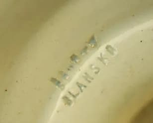 Pair of Schütz Blansko majolica cups