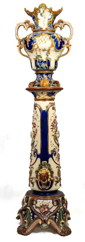 Eichwald majolika virágtartó, tartó konzollal