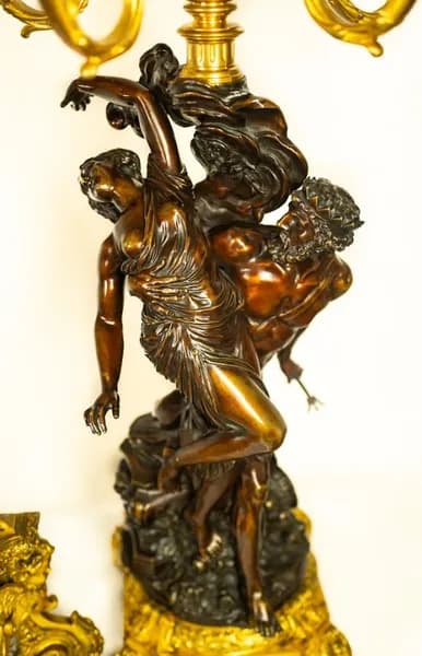 Three-piece clock set by Lerolle Frères