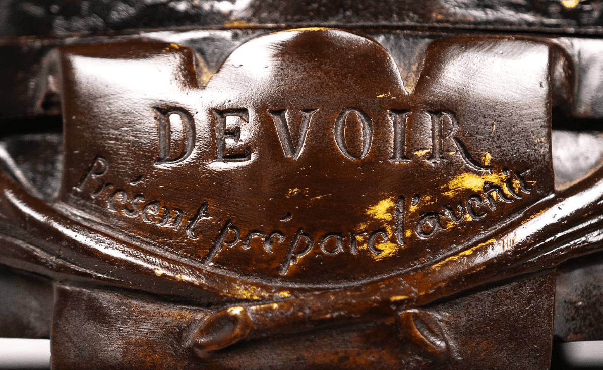 Ernest Rancoulet 'Devoir' bronz szobor 19.század eredeti talpazattal