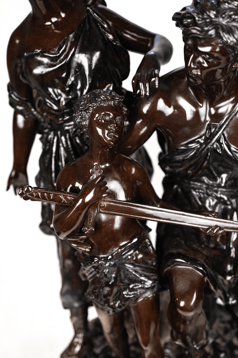 Ernest Rancoulet 'Devoir' bronz szobor 19.század eredeti talpazattal