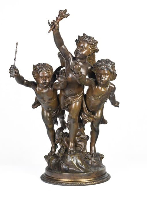 „Amours Vainqueurs” bronz patinás fém ötvözet szobor