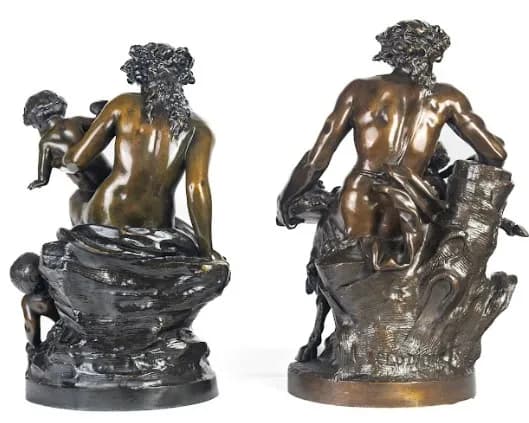 Pair of bronze sculptures “Bacchanalia” after Clodion