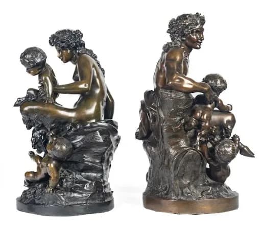 Pair of bronze sculptures “Bacchanalia” after Clodion