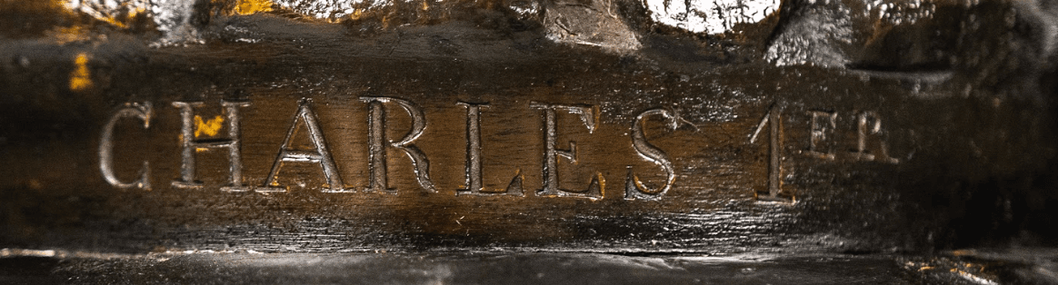 Belleuse 'King Charles I' és 'Chromwell' bronz szobor pár, Deniére öntőműhely pecsét 19.század