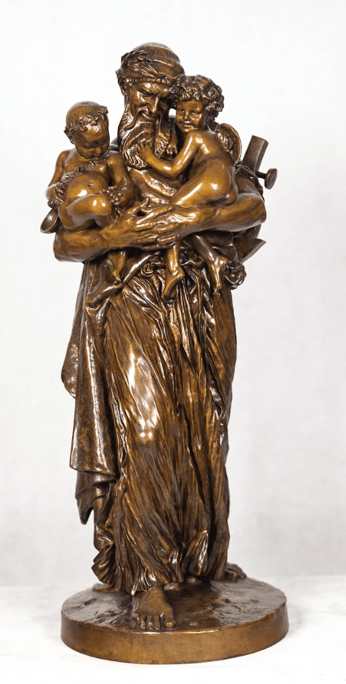 'ANACREON, BACCHUS, AND CUPID' bronz szobor F.Barbedienne öntőműhely