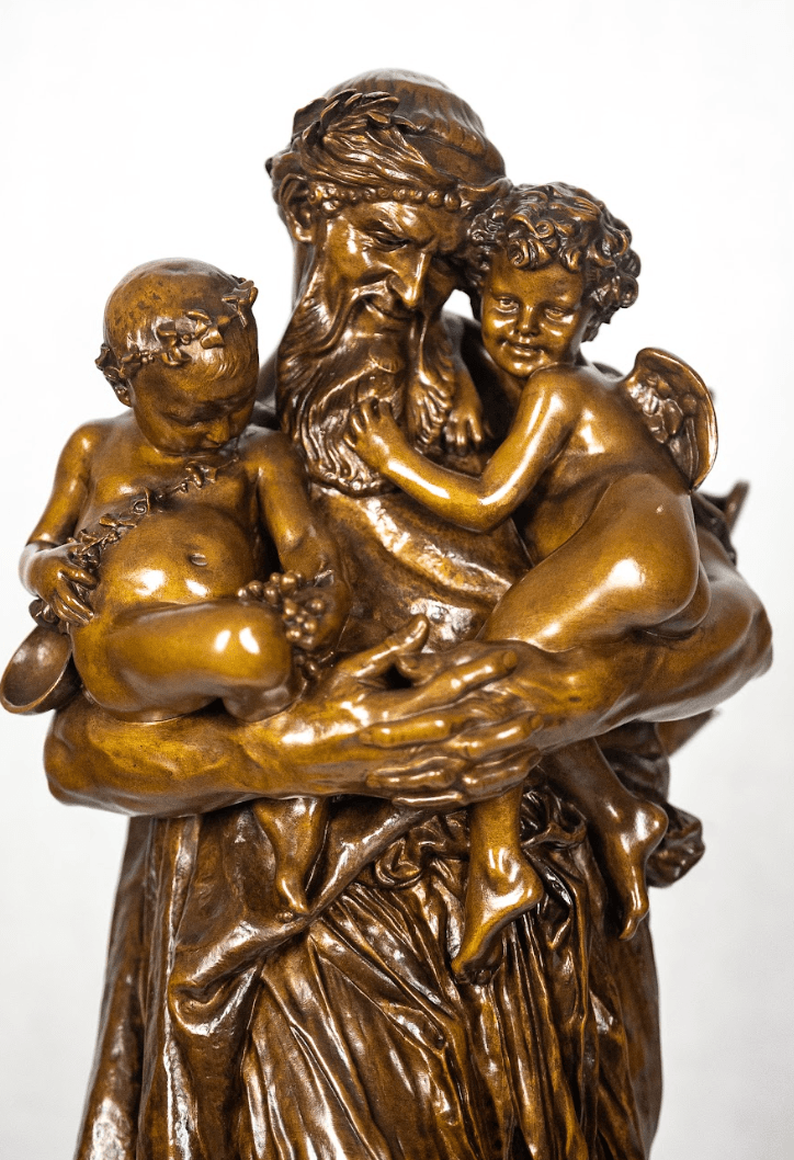 'ANACREON, BACCHUS, AND CUPID' bronz szobor F.Barbedienne öntőműhely