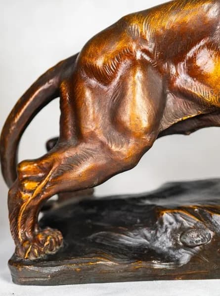 Terracotta sculpture “Lionne aux Écoutes” by Thomas François Cartier