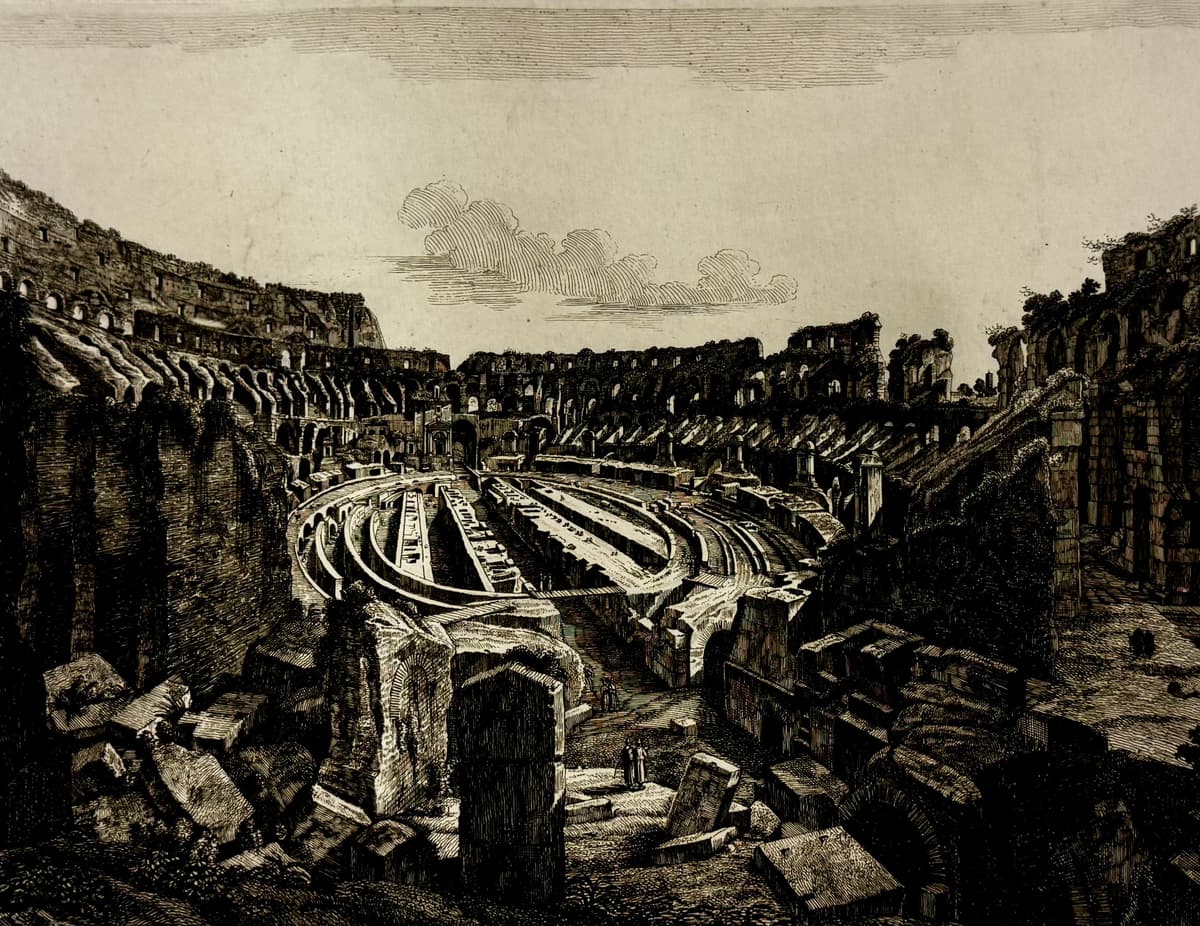 A Colosseum belső tere: az 1813-as ásatás és az 1814-es visszatemetés