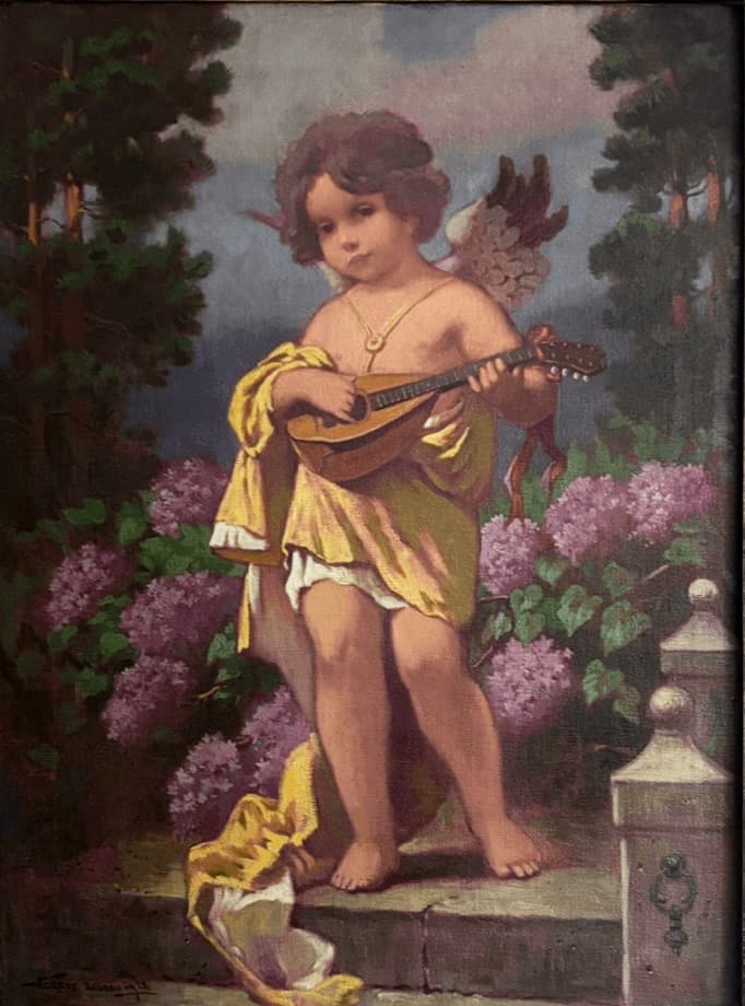 Mandolint pengető puttó