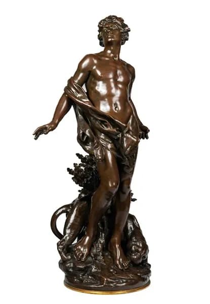 Bronze sculpture “Éphèbe et tigre” by Mathurin Moreau,