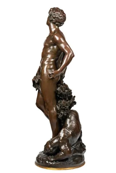Bronze sculpture “Éphèbe et tigre” by Mathurin Moreau,