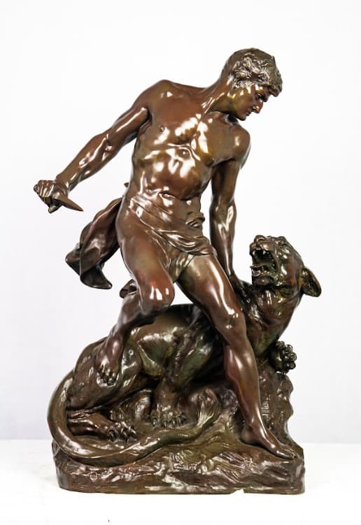 Gauquié 'La Lutte pour la Vie' bronz szobor 19.század