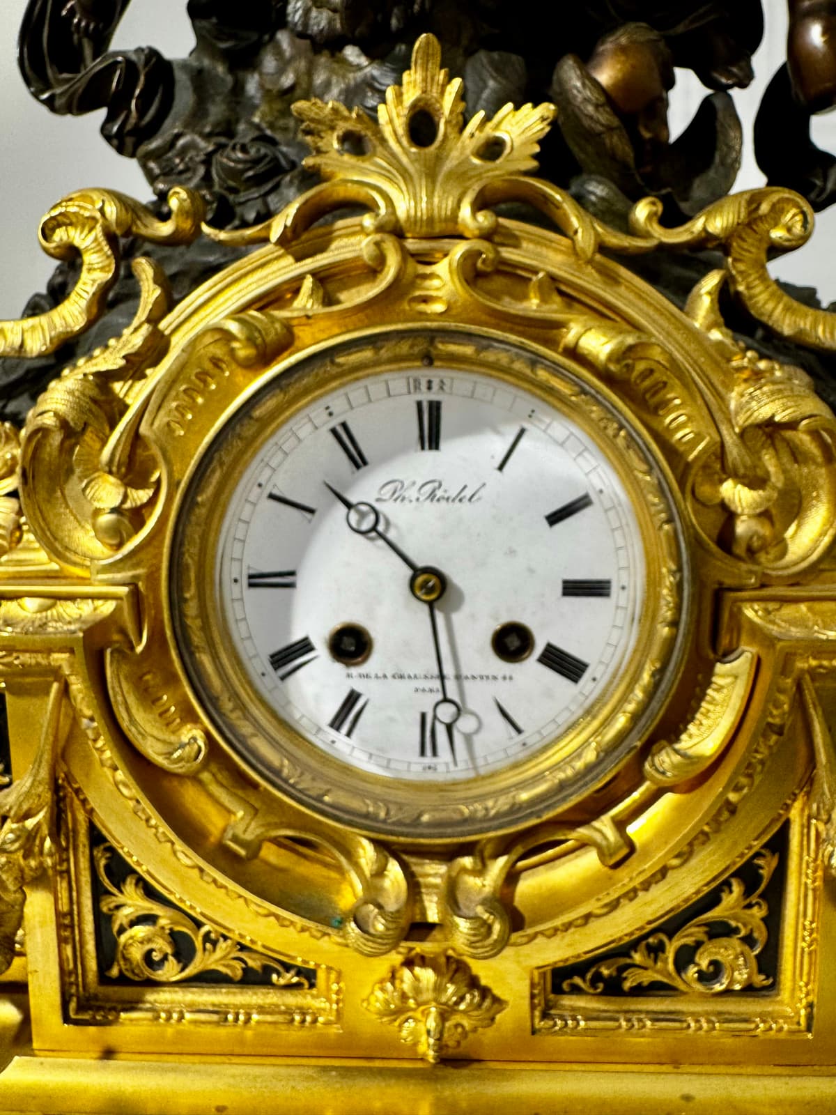 Három részes francia kandalló óra kandelláber párral