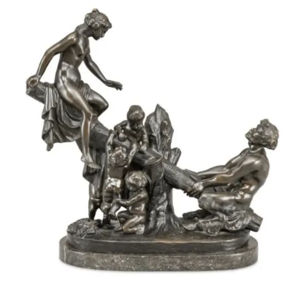 Faun and nymph on a seesaw