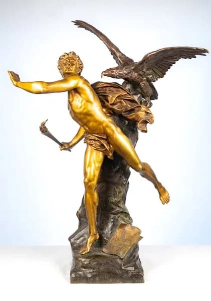 Bronze sculpture “Homo deis mentem rapuit” by Émile Picault, 19th century