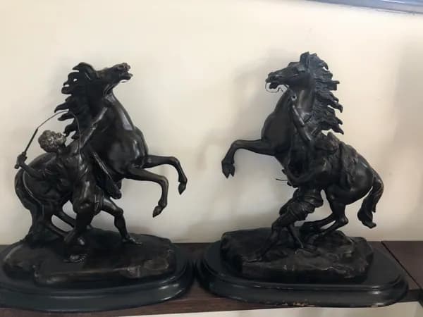 Pair of sculptures of the “Marly Horses,” after Guillaume Coustou