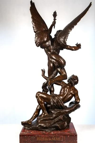 Vital Cornu „A géniusz ébredése” bronz szobor 19.század