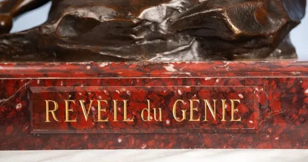 Vital Cornu „A géniusz ébredése” bronz szobor 19.század