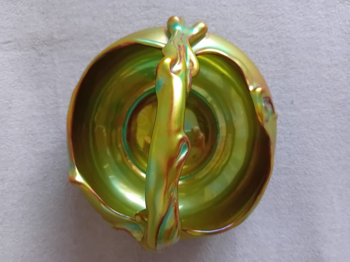 Zsolnay Bonbonier serving bowl with handles
