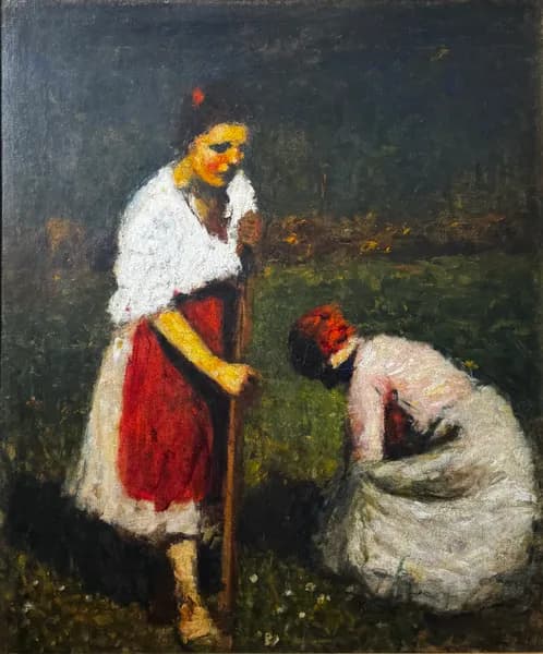 Mezőn - kapáló lányok