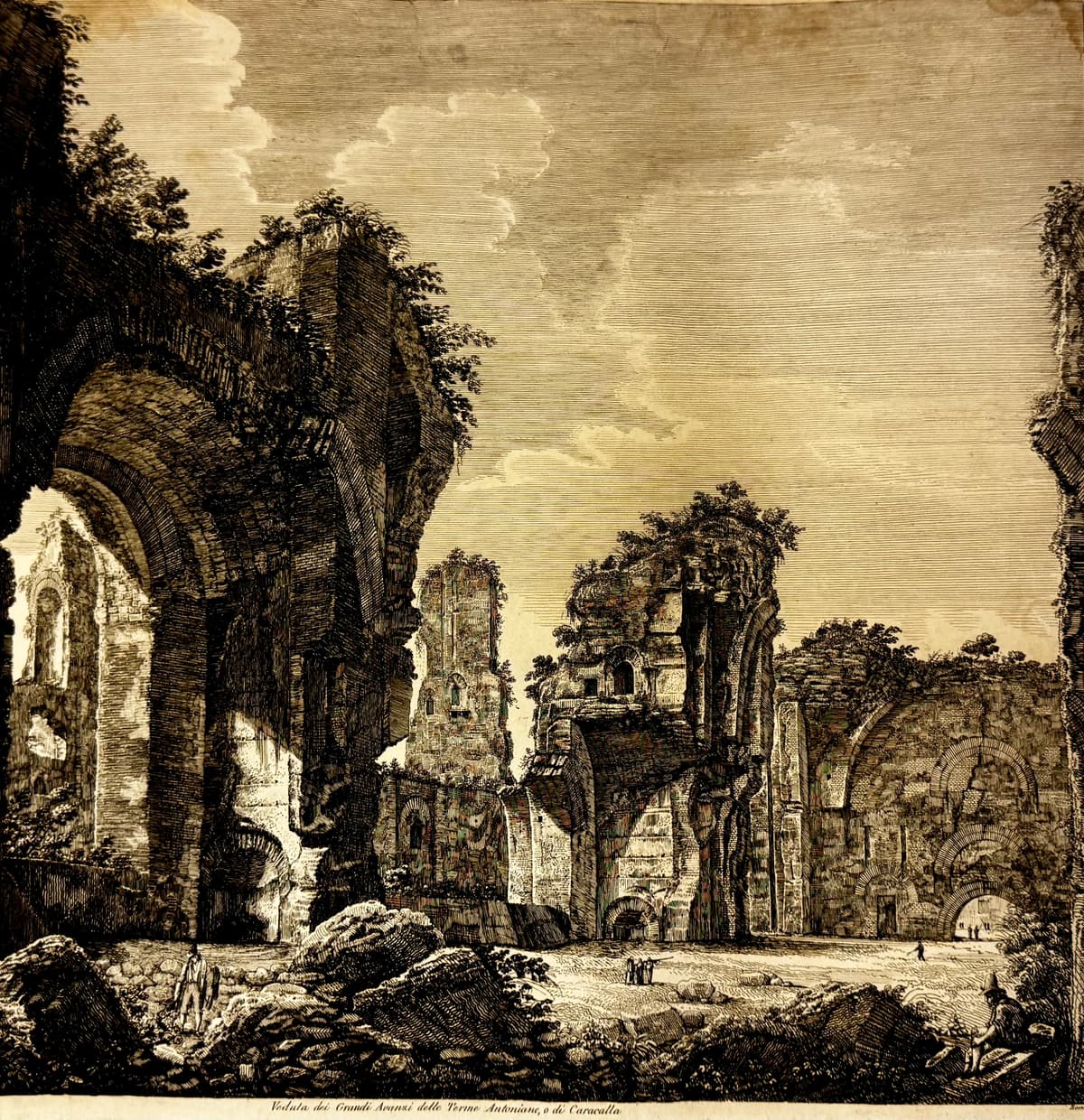 A Caracalla-fürdők vagy Antoninus-fürdők romjainak látképe