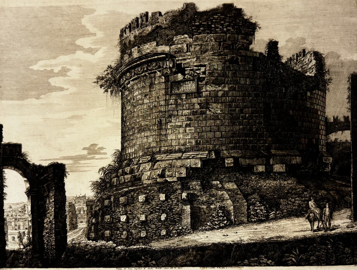 Cecilia Metella monumentális síremléke az Appia úton