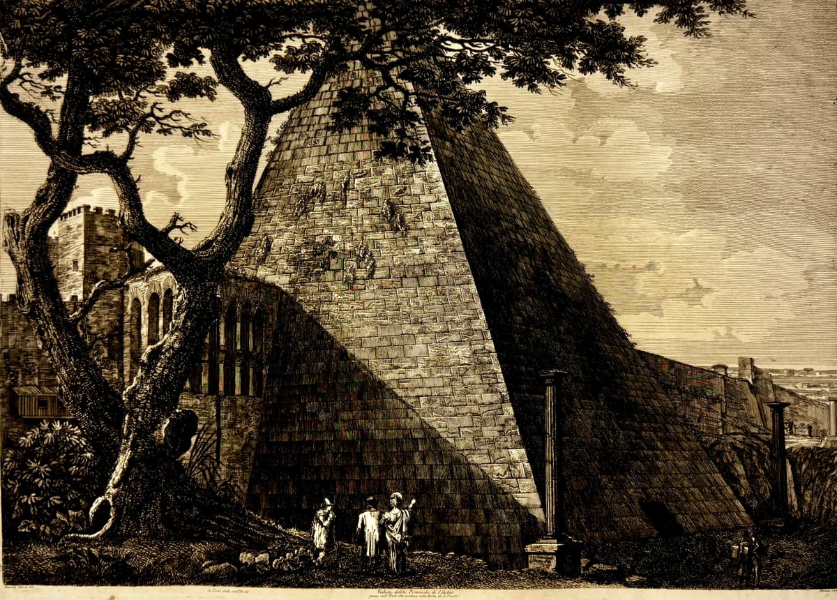 Caius Cestius piramisának látképe