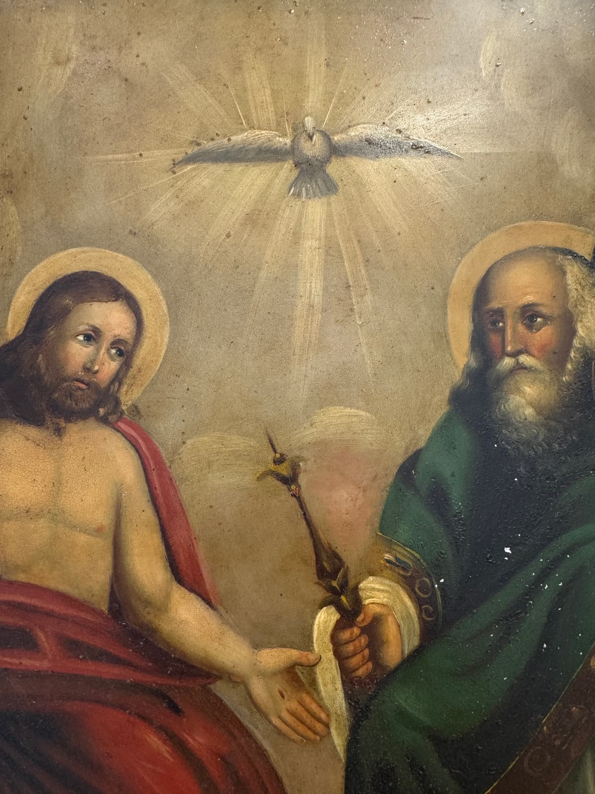 The Symbolism of Two Saints, the Cross, and the Dove