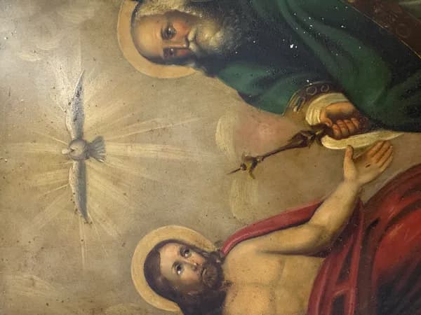 The Symbolism of Two Saints, the Cross, and the Dove