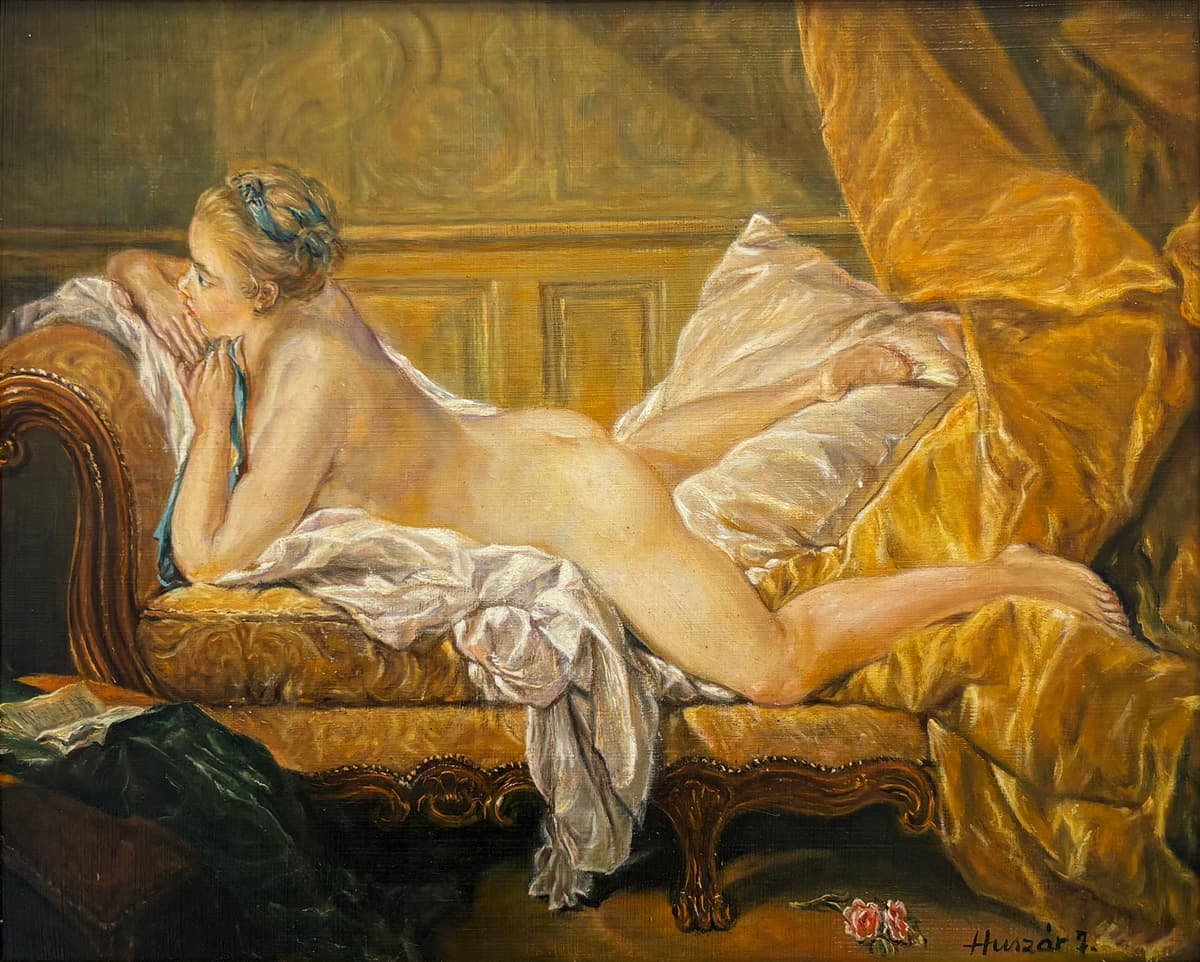 Sárga selymen ábrándozó akt...