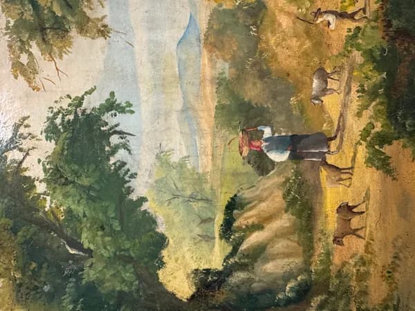 A Woman and Her Sheeps Embraced by the Forest