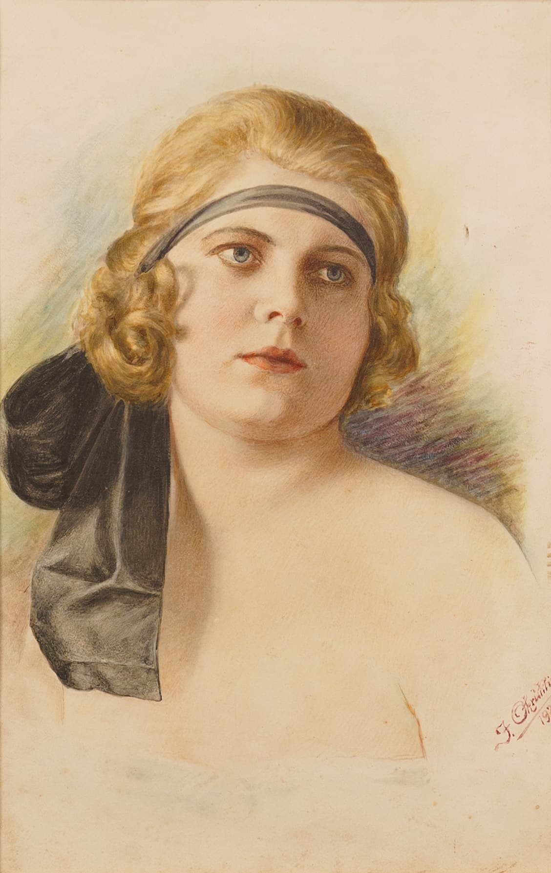 Fiatal női portré -  ART DECO homlokpánttal