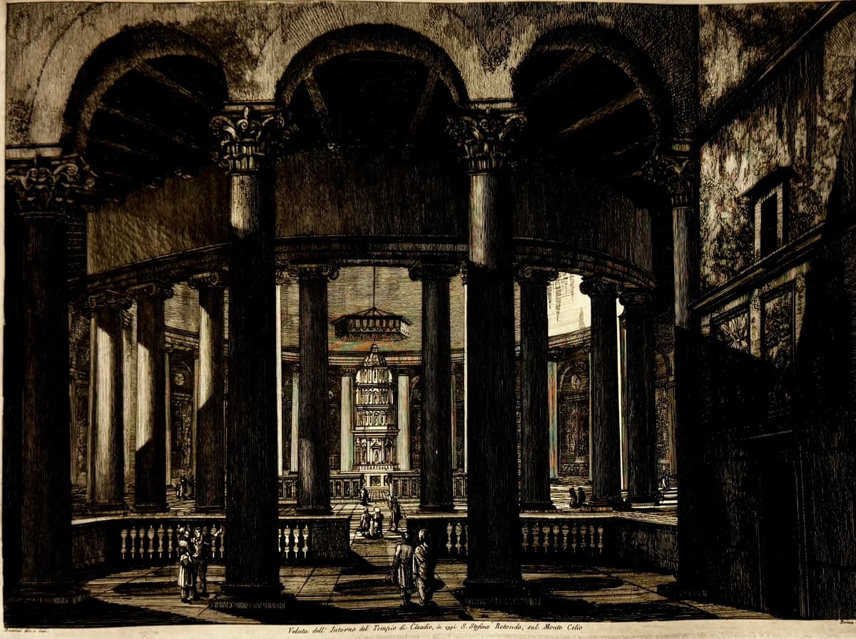 Claudius templomának belső látképe, ma Szent István Rotunda a Caelius-dombon