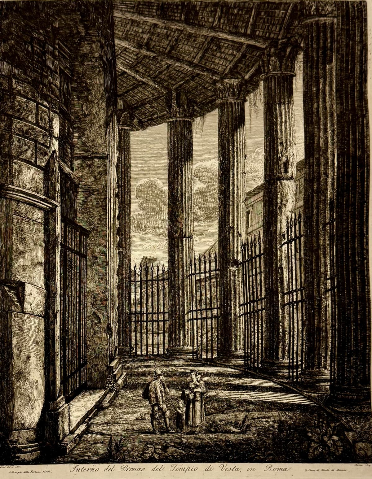A Vesta-templom előcsarnokának belső tere Rómában