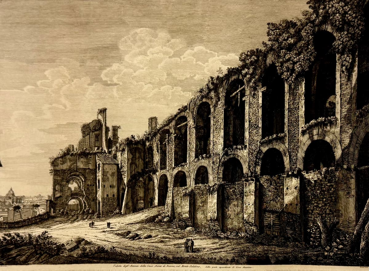 A Domus Aurea romjainak látképe a Palatinus-dombon