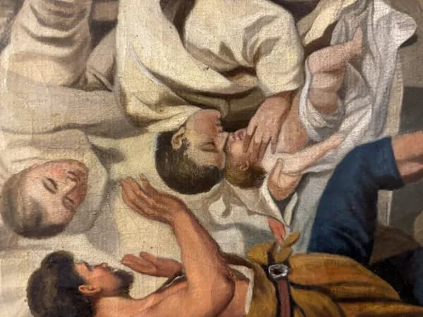 Szent Bernát csodája: a gyermek feltámasztása a kolostor kapujában