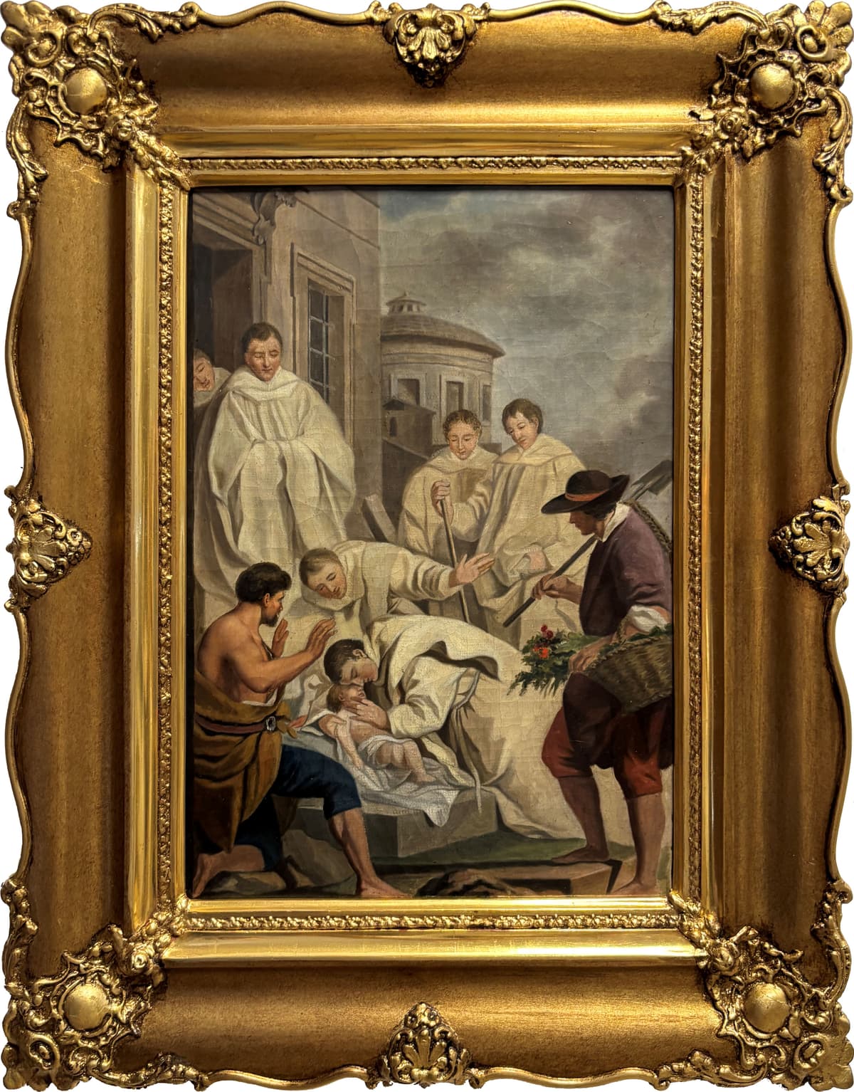 Szent Bernát csodája: a gyermek feltámasztása a kolostor kapujában