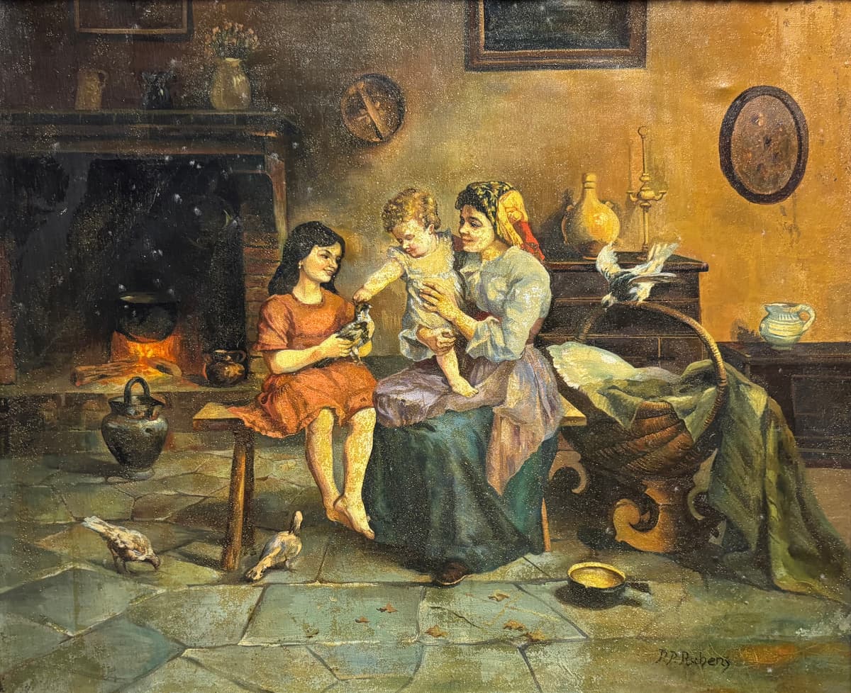 Családi idill a tűz mellett