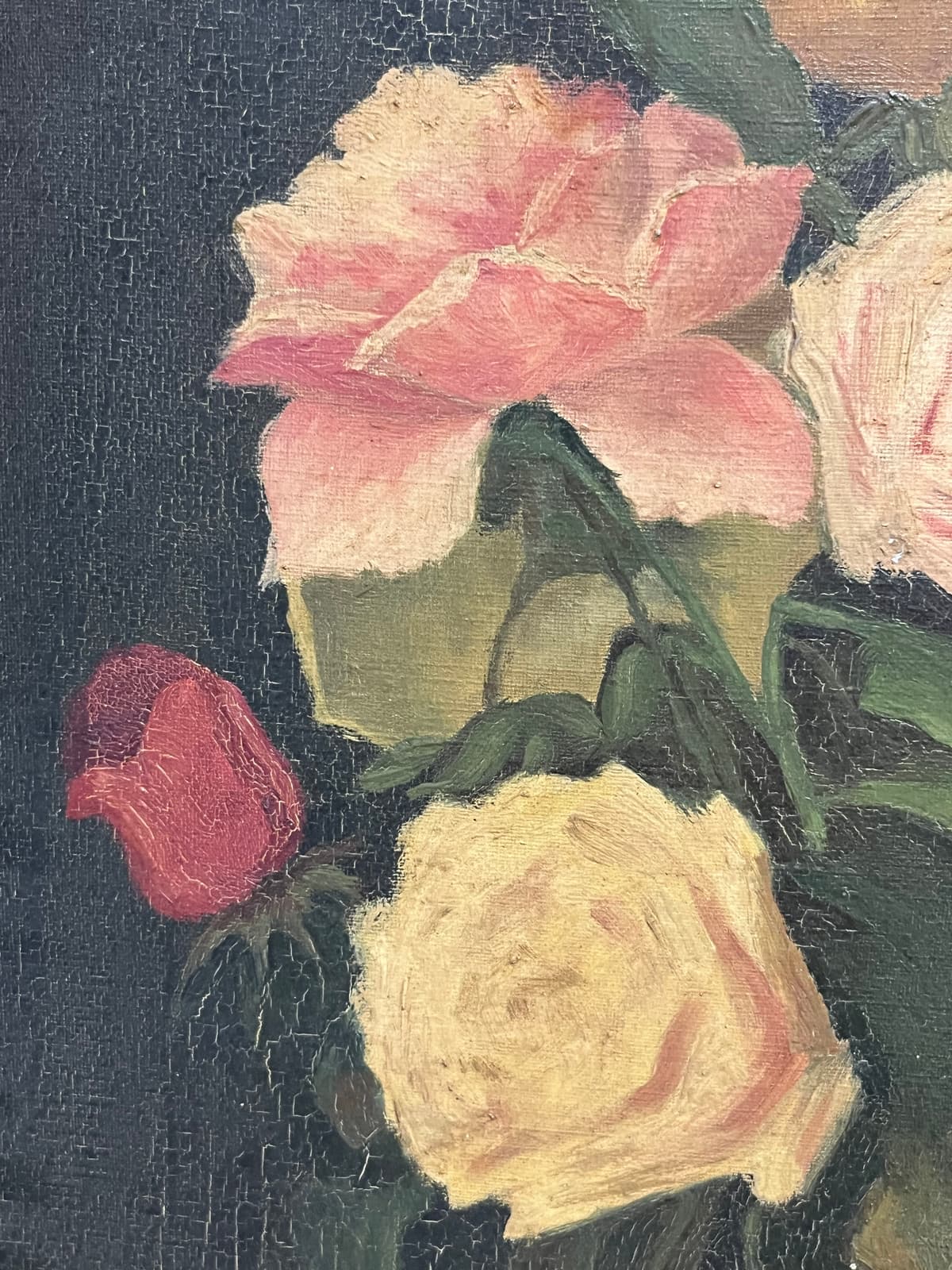 Asztali csendélet - Rózsacsokorral.