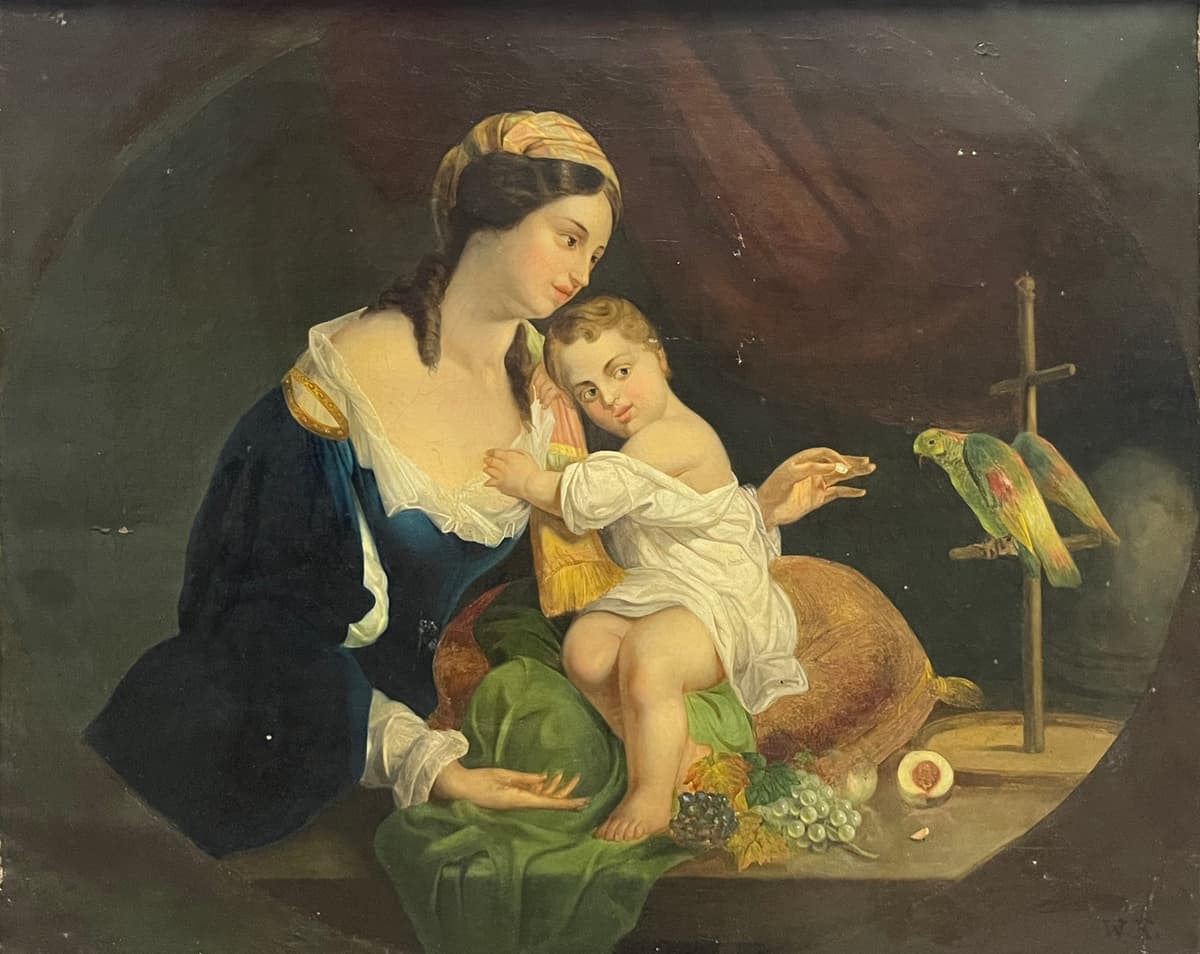 Madonna a gyermekkel és papagájjal