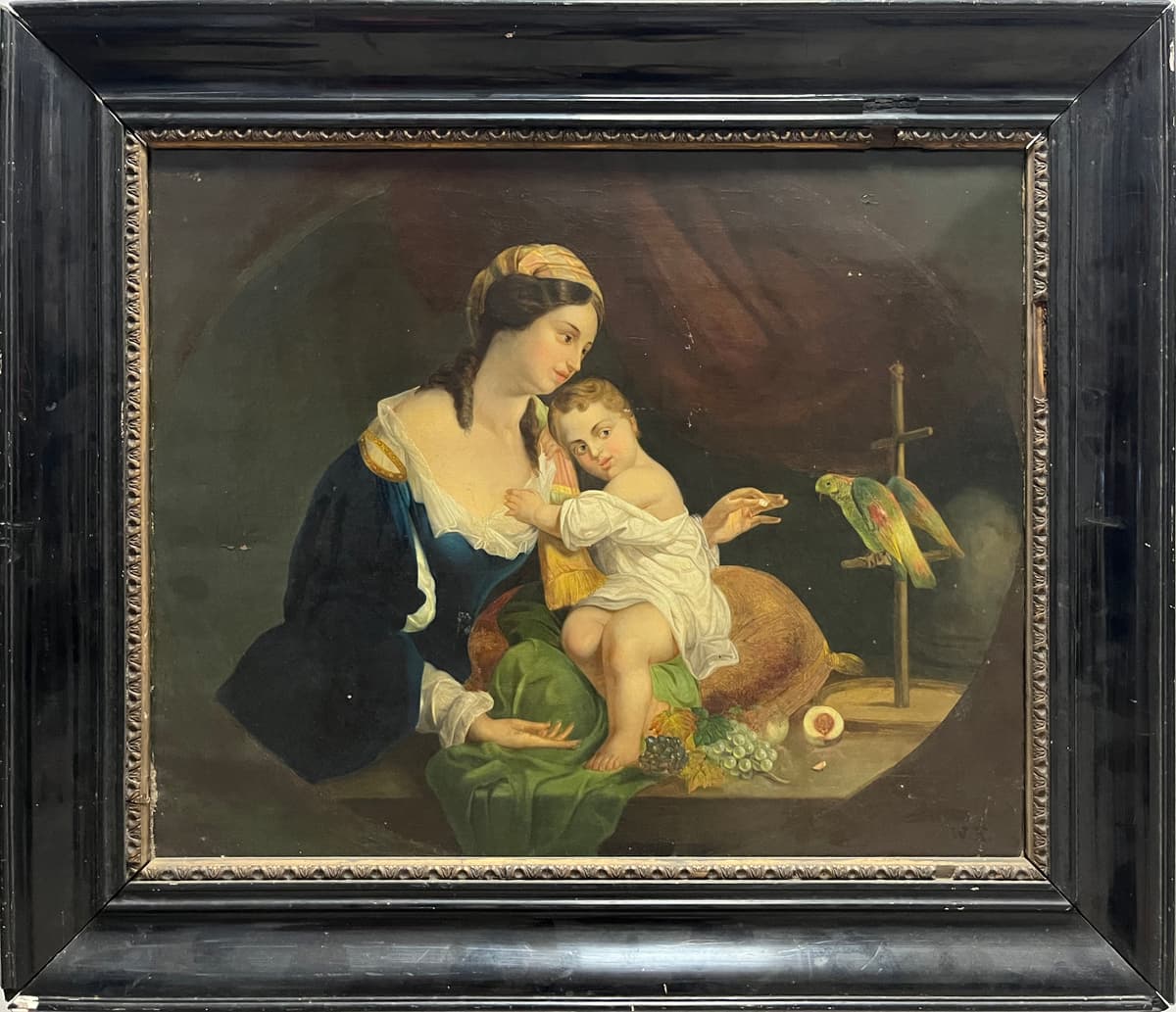 Madonna a gyermekkel és papagájjal